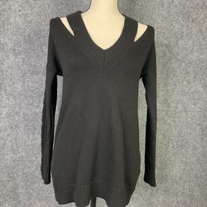 Pixley Black S Pullover Sweater With Wide Strap Neckline Women Small Soft Knit